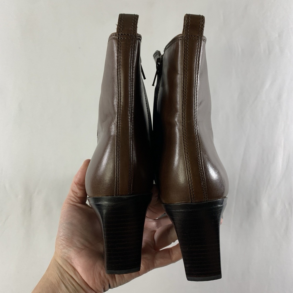 Antonio Melani Womens Leather Heeled Boots 9.5 M Brown Y2K Minimalist Euro Chic - Picture 4 of 14